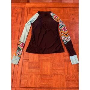 Long sleeve Aztec print rash guard size small